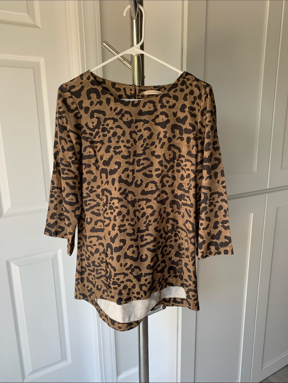 Soft Surroundings Brown and Black Leopard Print Tunic, Oversized XS.